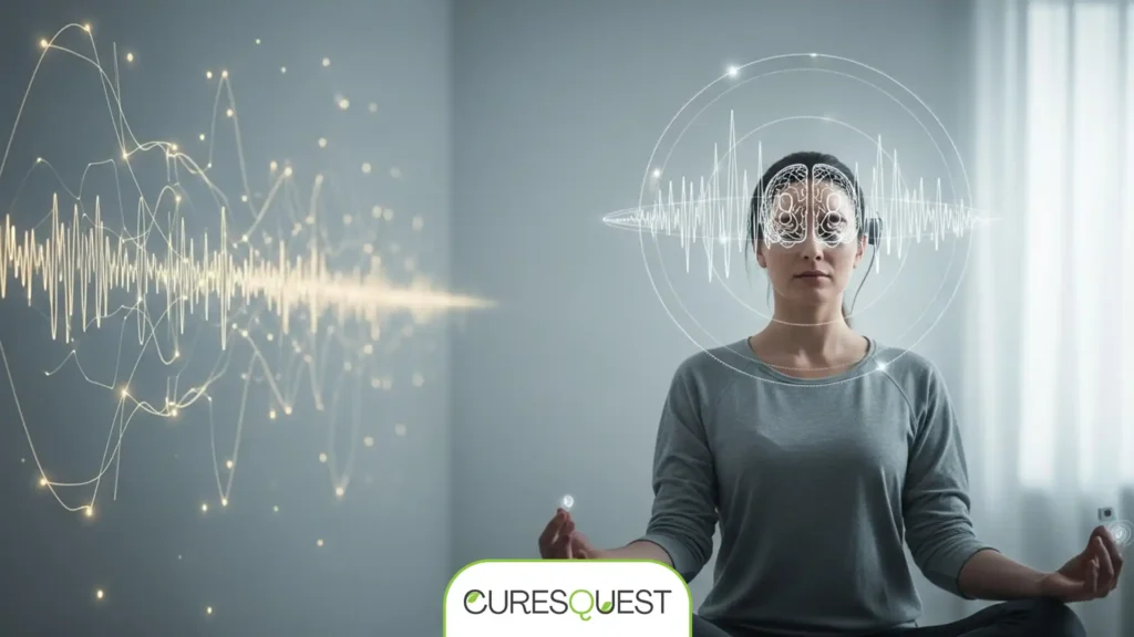 Person experiencing mental clarity from neurofeedback for depression.
