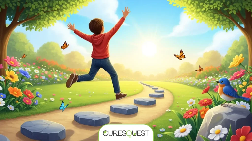 Person navigating challenges with resilience, symbolizing progress in managing depression