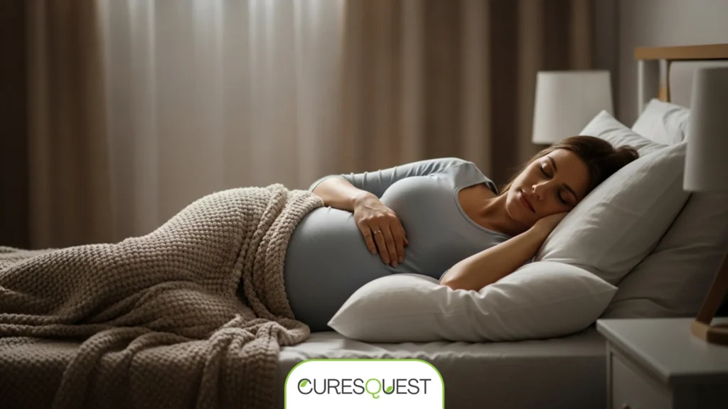 A wmoan resting comfortably while using safe sore throat in pregnancy home remedies for a smooth recovery.