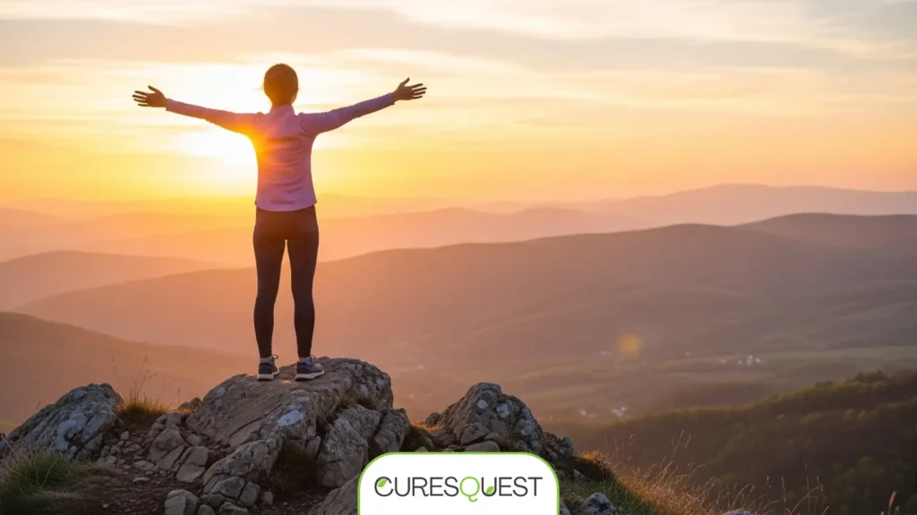 Person feeling vibrant and healthy, symbolizing good gut health.